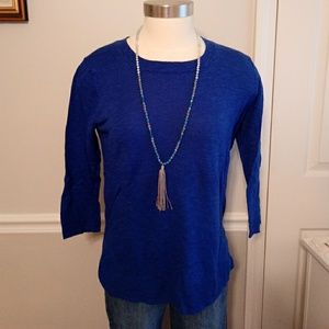 Bright royal blue crew neck 34 sleeve sweater Bright royal blue crew neck 34 sleeve sweater